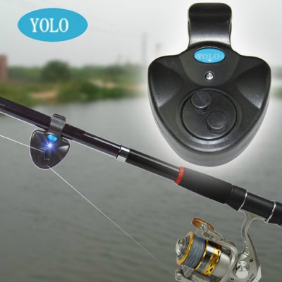 YOLO Electronic LED Light Fish Bite Alarm Bell Finder Sound Alert Clip On Fishing Rod